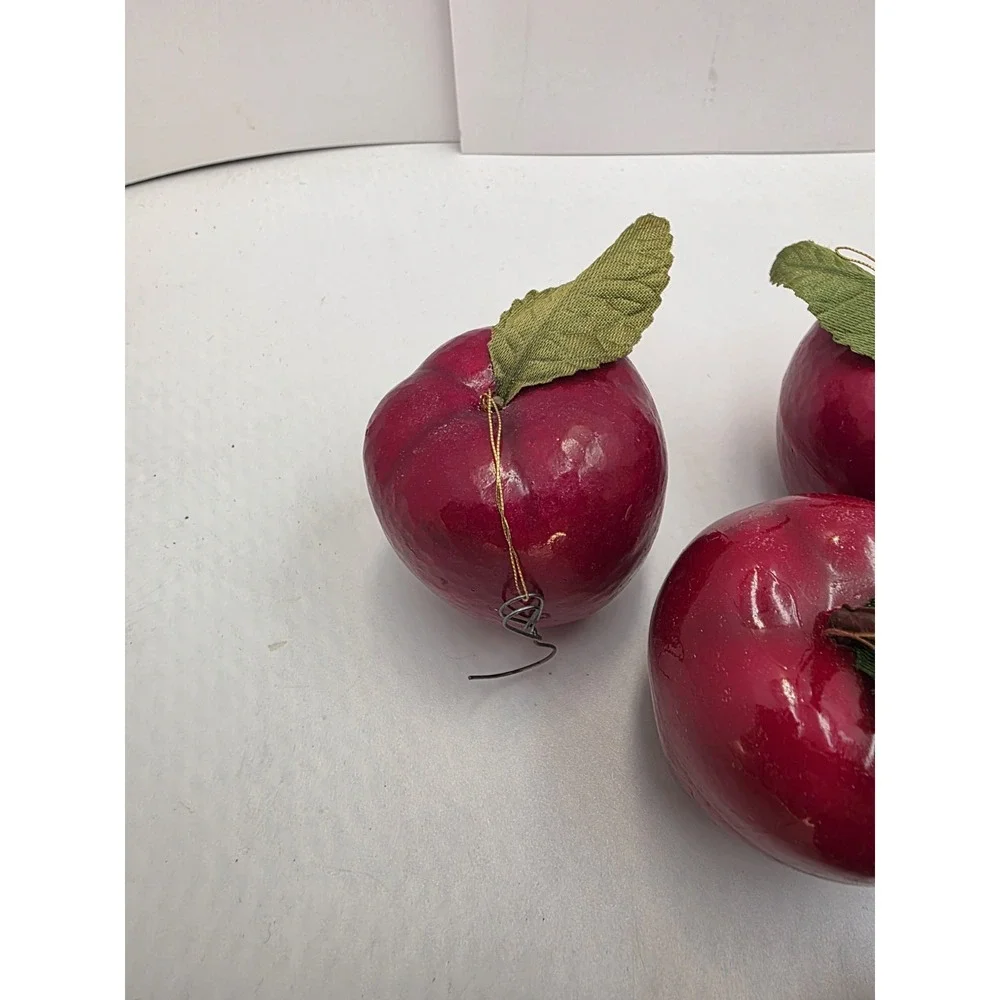 Lot 15 Red Apple Ornaments Hanging Faux Fruit Fall Harvest Farmhouse Tree Decor